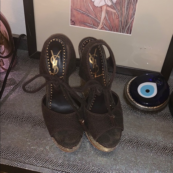Yves Saint Laurent Shoes - YSL GOLD/BROWN WEDGES Yves Saint Laurent Shoes - YSL GOLD/BROWN WEDGES